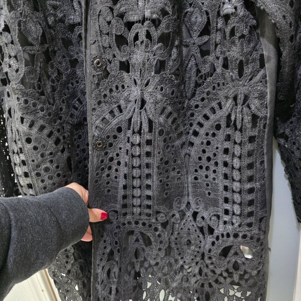 Picadilly Black Embroidered Jacket – Women’s XXL Open Front Lace Overlay - Picture 7 of 12